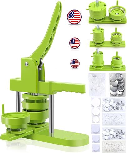 Button Maker Machine Multiple Sizes (4th Gen), Pin Maker 1+1.25+2.25 inch / 25+32+58mm, Badge Button Press Machine with Cutting Mat & 300 Sets Badge Making Supplies & Circle Cutter in Kuwait