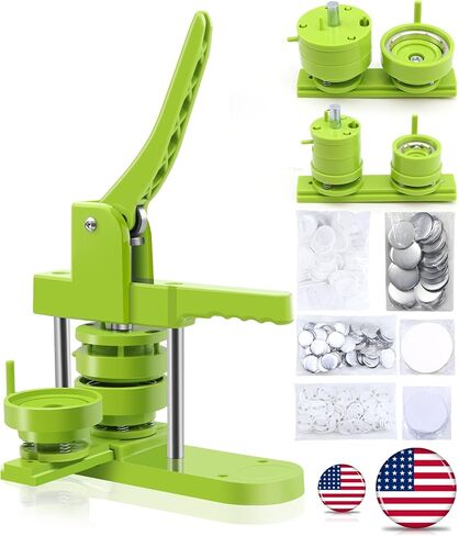 Button Maker Machine Multiple Sizes (4th Gen), Pin Maker 1+1.25+2.25 inch / 25+32+58mm, Badge Button Press Machine with Cutting Mat & 300 Sets Badge Making Supplies & Circle Cutter in Kuwait