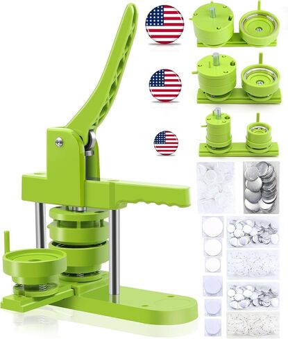 Button Maker Machine Multiple Sizes (4th Gen), Pin Maker 1+1.25+2.25 inch / 25+32+58mm, Badge Button Press Machine with Cutting Mat & 300 Sets Badge Making Supplies & Circle Cutter in Kuwait