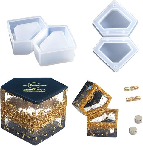 قوالب سيليكون لصندوق تخزين الحلقات - صندوق مجوهرات حديث متعدد الألوان - قوالب منفضة سجائر إيبوكسي مصبوبة بالراتنج in Kuwait
