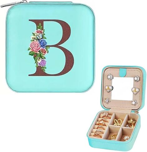 Jewelry Travel Case Small Organizer Stocking Box Personalized Gifts Teenage Jewelry Accessories Holiday Christmas Gift for Women Pu Green Flower C in Saudi Arabia