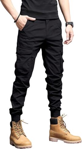 SOLY HUX Men's Casual Work Cargo Pants Slim fit Outdoor Hiking Joggers with Pockets in Saudi Arabia