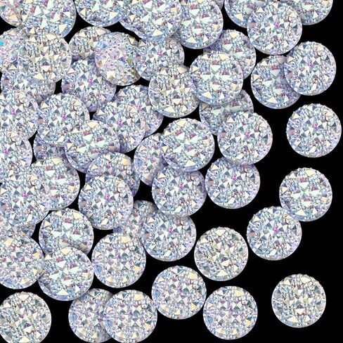 Oiiki 25pcs 20mm Rhinestones Decorations لصنع المجوهرات ، زر الكربوهيرة المسطحة واضحة ، الزخارف الماس الراتين in Kuwait