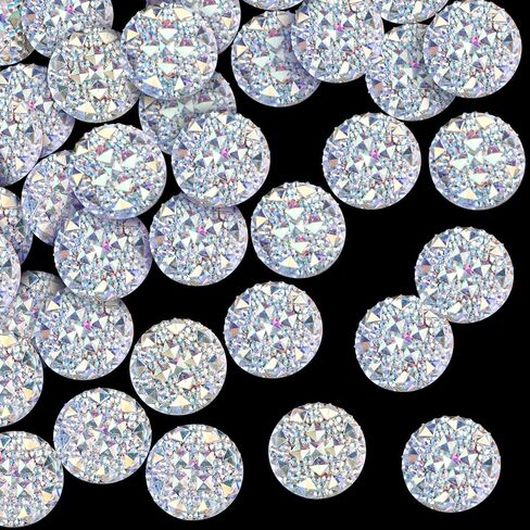 Oiiki 25pcs 20mm Rhinestones Decorations لصنع المجوهرات ، زر الكربوهيرة المسطحة واضحة ، الزخارف الماس الراتين in Kuwait