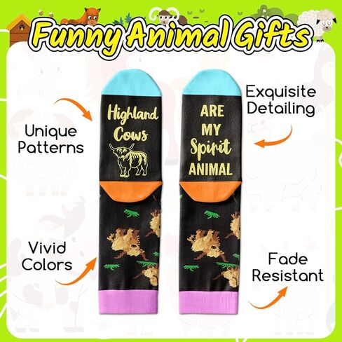 HAPPYPOP Highland Cow Gifts Women Men - Scottish Style, Farm Animal Socks, Hyland Cow Gifts for Teens in Saudi Arabia