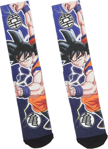 جوارب Dragon Ball Z للرجال بتصميم Goku Fighting Stance، جوارب دائرية متوسطة الارتفاع للبالغين، تناسب مقاس الحذاء 8-12 in Kuwait