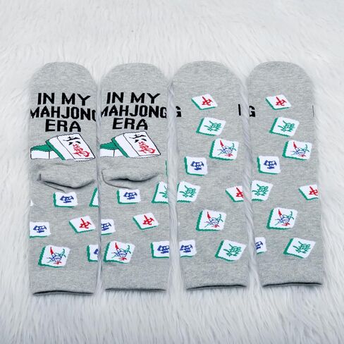 2 Pairs Mahjong Sock Board Game Gift Mahjong Player Gift Mahjong Lover Mahjong Player Gift Gambling Sock in Saudi Arabia
