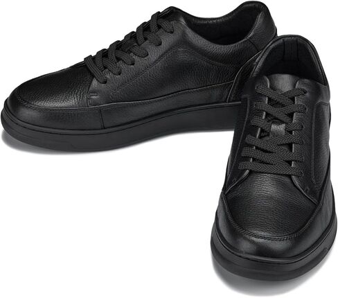 CALTO Men's Invisible Height Increasing Elevator Shoes - Pebble Grain Leather Sneakers - 2.6 Inches Taller in Saudi Arabia