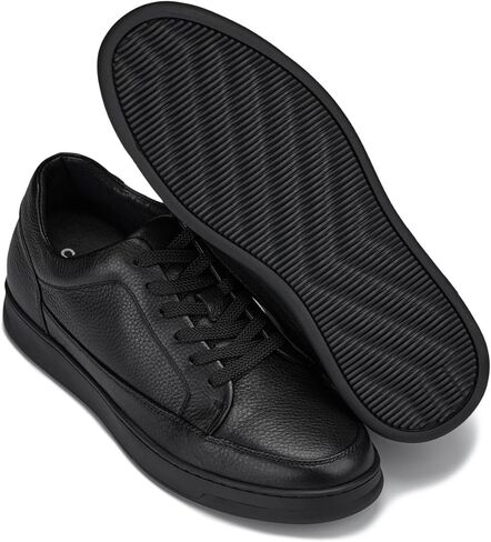 CALTO Men's Invisible Height Increasing Elevator Shoes - Pebble Grain Leather Sneakers - 2.6 Inches Taller in Saudi Arabia