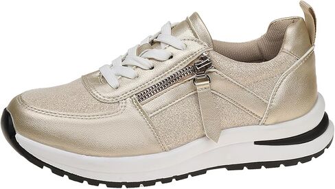 Women's Fashion Sneakers Side Zipper Lace-up Outdoor Sports Shoes Casual Shoes Comfortable Breathable Walking Shoes for Women in Saudi Arabia
