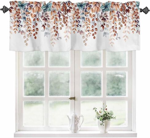 Valance Curtain Green Eucalyptus Leaves Kitchen Curtain for Window Berry Leaf Branch Rod Pocket Valance Kitchen Window Treatment for Bedroom Living Room 42x12inch in Saudi Arabia