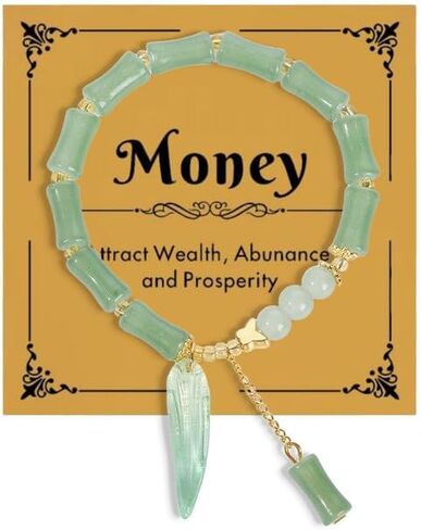 Money Bracelet for Women Jade Green Crystal Bamboo Wealth Attraction Jewelry Gift in Saudi Arabia