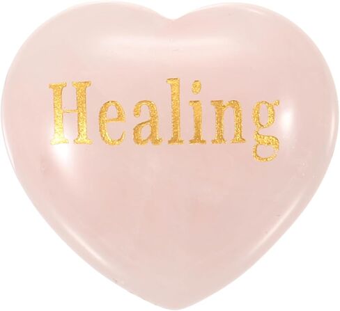 PATIKIL Natural Heart Shaped Crystal Stone, 1.2" Love Worry Stone with Inspirational Words, Pocket Rock Anxiety Crystals for Women Stress Gifts Meditation, Pink(Strength) in Saudi Arabia