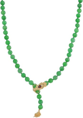 SHOP LC DELIVERING JOY Green Jade D and Multi Gemstone 220.90 ctw Dragon Necklace in 18K Vermeil Yellow Gold Over Sterling Silver 18-20 Inches Christmas Gifts in Saudi Arabia