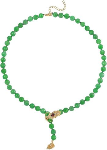 SHOP LC DELIVERING JOY Green Jade D and Multi Gemstone 220.90 ctw Dragon Necklace in 18K Vermeil Yellow Gold Over Sterling Silver 18-20 Inches Christmas Gifts in Saudi Arabia