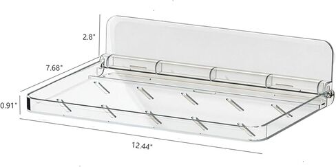 Foldable Wall Mounted Adhesive Shelf, No Drilling Plastic Storage Rack with Cord Hole,Drain Holes,Stick on Shelf for Bathroom, Kitchen, Bedroom and Living Room (Clear,Large) in Saudi Arabia