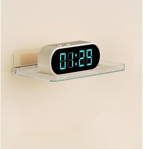 Foldable Wall Mounted Adhesive Shelf, No Drilling Plastic Storage Rack with Cord Hole,Drain Holes,Stick on Shelf for Bathroom, Kitchen, Bedroom and Living Room (Clear,Large) in Saudi Arabia