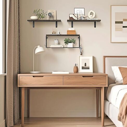 Floating Bathroom Shelves Wall Mounted - Wooden Shelf Set of 3 for Over Toilet Storage & Farmhouse Bathroom Decor - Perfect Shelving Organizer for Apartments RVs Powder Room Restroom - Wood in Saudi Arabia