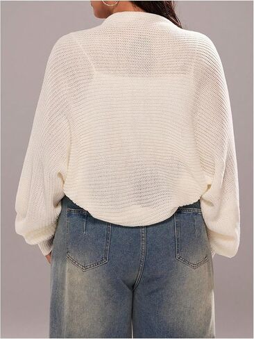 SOLY HUX Women's Plus Size Shrug Cardigan Long Sleeve Open Front Knit Crop Top Bolero Sweater in Saudi Arabia