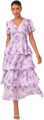 Ador Women's Floral Summer Empire Weist v Neck عرضية شيفون Maxi Long Maxi Dresses Tier Shower Short in Kuwait