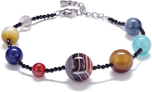 Natural Healing Crystals Solar System 8 planets Bracelet Necklace Gift Jewelry for Women in Saudi Arabia
