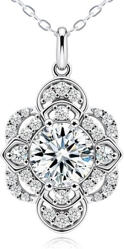 Moissanite Necklace for Women,925 Sterling Silver Pendant Diamond Necklace for Women,Platinum Plated Hypoallergenic,Anniversary Birthday Gifts for Wife,Jewelry Gift for Girlfriend,Daughter,Mom in Saudi Arabia