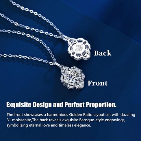 Moissanite Necklace for Women,925 Sterling Silver Pendant Diamond Necklace for Women,Platinum Plated Hypoallergenic,Anniversary Birthday Gifts for Wife,Jewelry Gift for Girlfriend,Daughter,Mom in Saudi Arabia