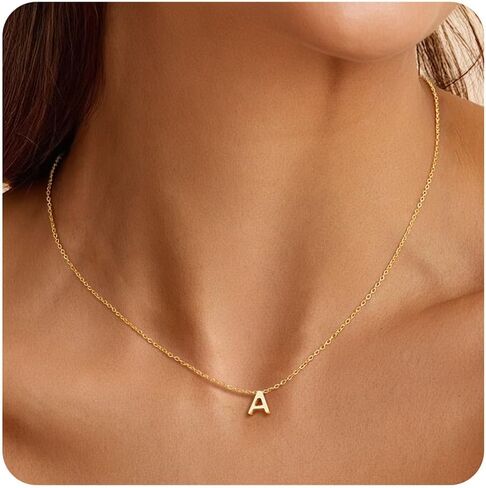 Turandoss Initial Necklaces for Women - Personalized 14K-Gold-Plated Letter A-Z Initial Pendant Necklaces Jewelry, Birthday Gifts for Women Teen Girls Girlfriend in Saudi Arabia