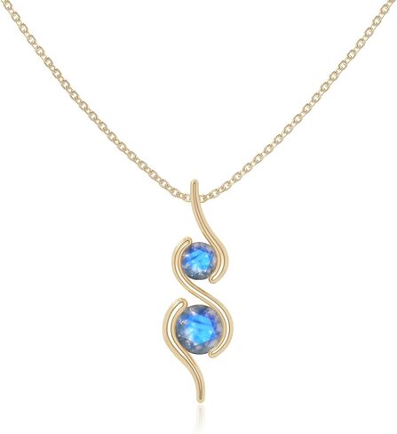 Natural Gemstone 2 Stone Infinity Pendant Necklaces for Women in Silver/18K Yellow/Rose Gold Vermeil,Birthstone Jewelry Gifts for Her Birthday,Anniversary,Christmas,Graduation in Saudi Arabia