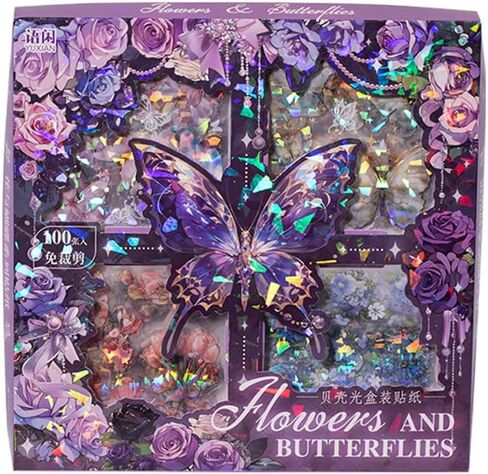 MAFELOE PET Scrapbook Stickers, 100 Sheets of Box Set, Aesthetic Deco Journaling Supplies for Junk Bullet Album Calendars Diary Planner- Crystal& Fantasy Series in Saudi Arabia