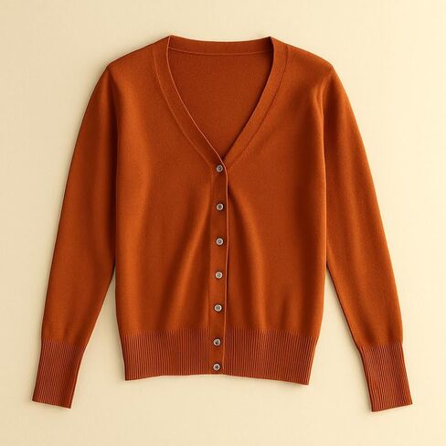 Women's V-Neck Button Down Cardigan – Lightweight Knit Sweater, Loose Fit Short Outerwear for Work, Office, Casual in Saudi Arabia