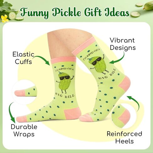 HAPPYPOP Big Dill Socks for Women - Funny Silly Pickle Pop Up Card, Big Dill Gifts for Teen Girls in Saudi Arabia