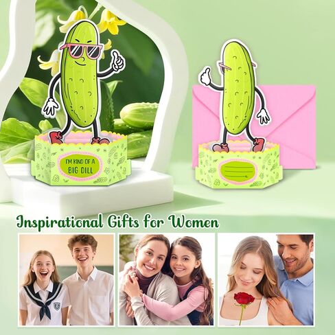 HAPPYPOP Big Dill Socks for Women - Funny Silly Pickle Pop Up Card, Big Dill Gifts for Teen Girls in Saudi Arabia