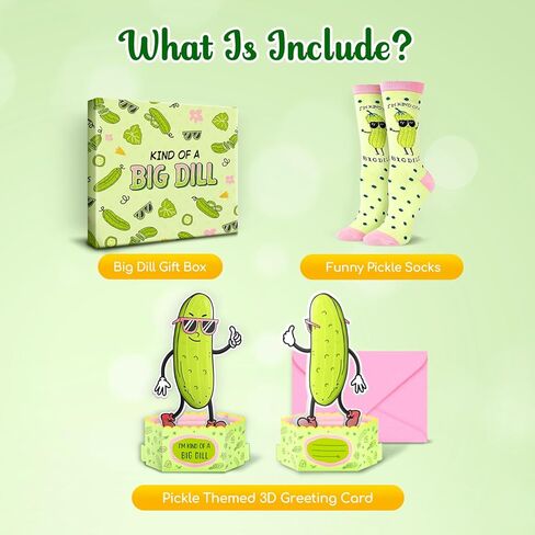 HAPPYPOP Big Dill Socks for Women - Funny Silly Pickle Pop Up Card, Big Dill Gifts for Teen Girls in Saudi Arabia