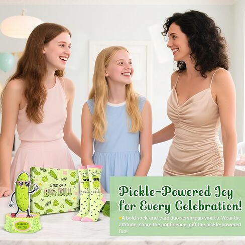 HAPPYPOP Big Dill Socks for Women - Funny Silly Pickle Pop Up Card, Big Dill Gifts for Teen Girls in Saudi Arabia