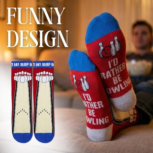 InnoBeta Bowling Gifts for Men/Women Socks, One Size Crew Socks on Birthday - I'd Rather Be Bowling in Saudi Arabia