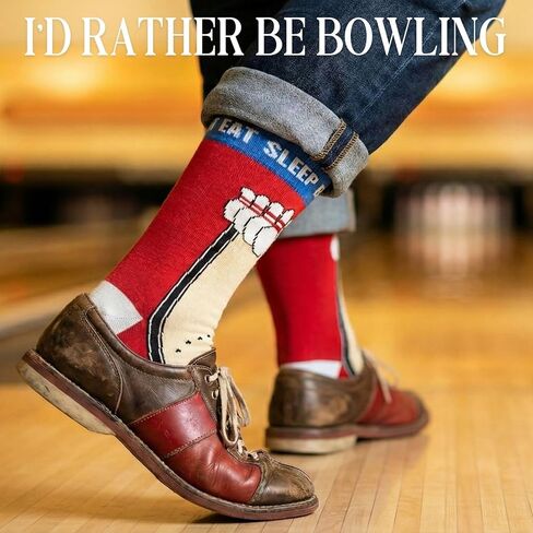InnoBeta Bowling Gifts for Men/Women Socks, One Size Crew Socks on Birthday - I'd Rather Be Bowling in Saudi Arabia