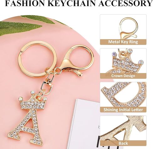 Fmeida Gold Letter A-Z Keychains for Women Initial Letter Keychains Crown Design in Saudi Arabia