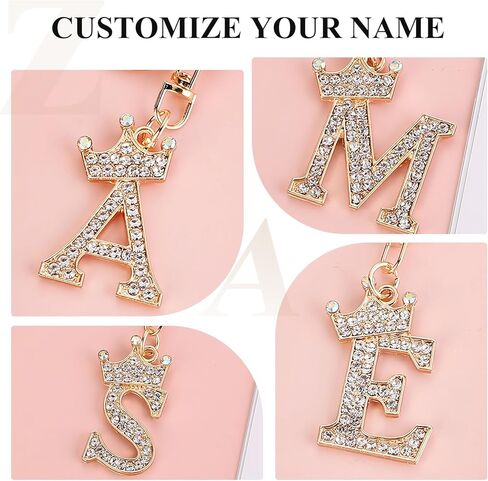 Fmeida Gold Letter A-Z Keychains for Women Initial Letter Keychains Crown Design in Saudi Arabia