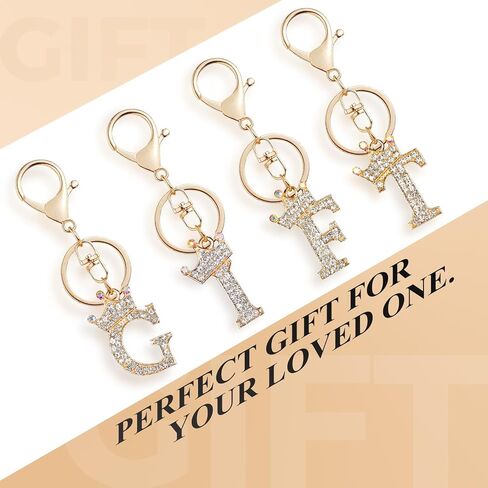 Fmeida Gold Letter A-Z Keychains for Women Initial Letter Keychains Crown Design in Saudi Arabia