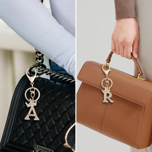 Fmeida Gold Letter A-Z Keychains for Women Initial Letter Keychains Crown Design in Saudi Arabia