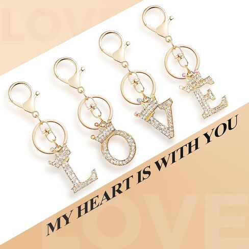 Fmeida Gold Letter A-Z Keychains for Women Initial Letter Keychains Crown Design in Saudi Arabia