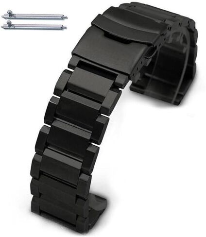 سوار ساعة بديل معدني أسود متوافق مع ساعة Casio Pro Trek. السوار يناسب السلسلة PRG-340 PRT-B50 PRT-B70 PRG340 PRTB50 PRTB70. حزام وصلات فولاذية صلبة مع دبابيس سريعة الفك. in Kuwait