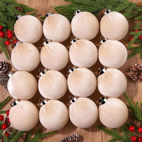 12 PCS Christmas Velvet Balls Ornaments 3.14In Shatterproof Green Brown Tree Hanging Plastic Ball Set Xmas Bulk Flocked Ornaments for Christmas Tree Home Party Wreath Decorations in Saudi Arabia