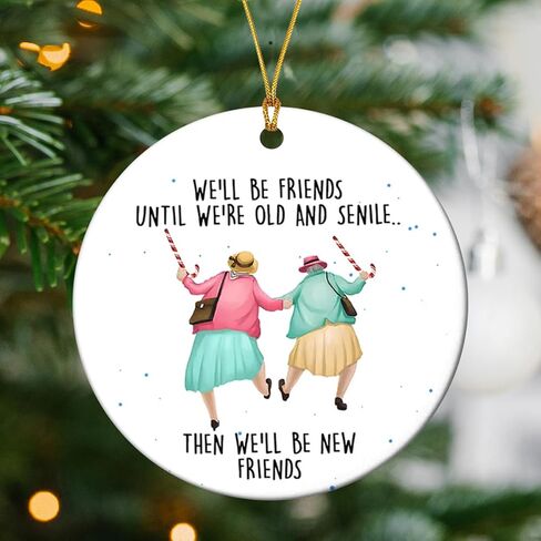 Friendships Hanging Ornament Friends Christmas Ornaments for Women Gifts for Best Friend Xmas Tree Round Decorations in Saudi Arabia