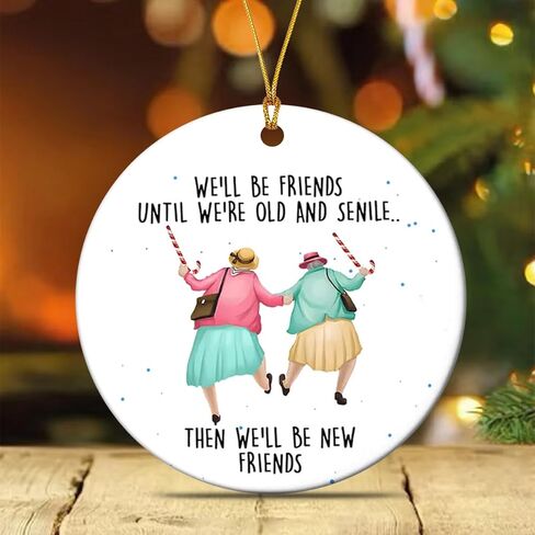 Friendships Hanging Ornament Friends Christmas Ornaments for Women Gifts for Best Friend Xmas Tree Round Decorations in Saudi Arabia