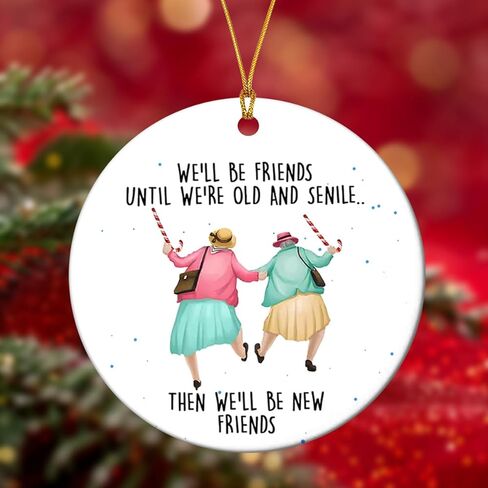 Friendships Hanging Ornament Friends Christmas Ornaments for Women Gifts for Best Friend Xmas Tree Round Decorations in Saudi Arabia