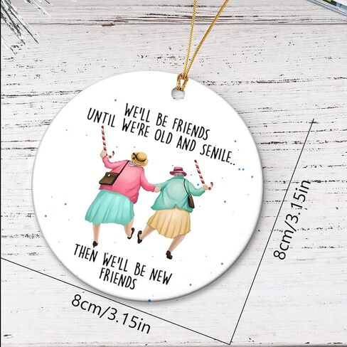 Friendships Hanging Ornament Friends Christmas Ornaments for Women Gifts for Best Friend Xmas Tree Round Decorations in Saudi Arabia
