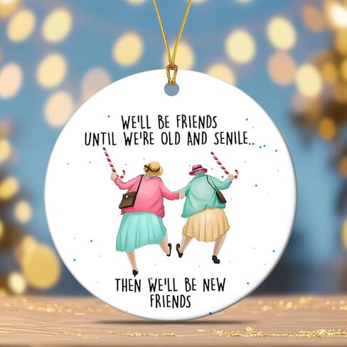 Friendships Hanging Ornament Friends Christmas Ornaments for Women Gifts for Best Friend Xmas Tree Round Decorations in Saudi Arabia