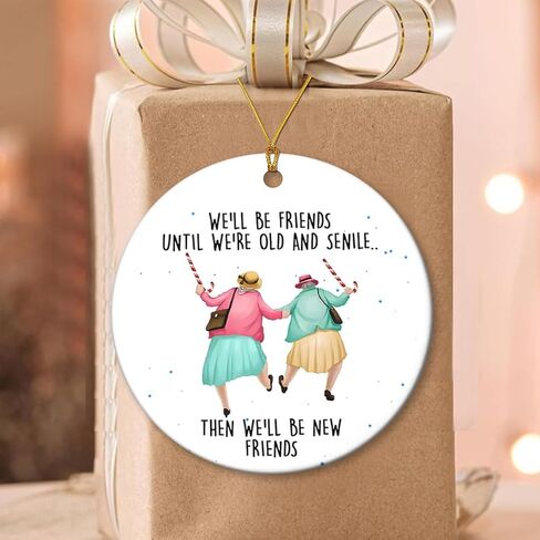 Friendships Hanging Ornament Friends Christmas Ornaments for Women Gifts for Best Friend Xmas Tree Round Decorations in Saudi Arabia